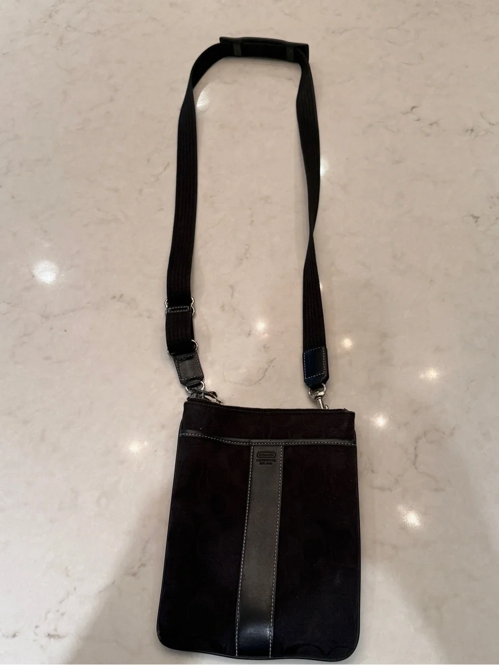 Coach Black Signature Jacquard Crossbody Bag with Silver Hardware